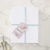 Pink Splash Cherry Blossom Bloemen Verjaardag Cadeaulabel (Met Touw)