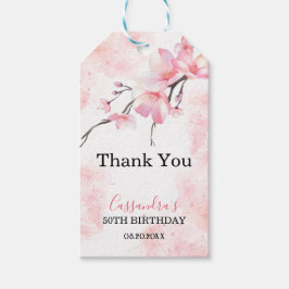 Pink Splash Cherry Blossom Bloemen Verjaardag Cadeaulabel