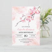 Pink Splash Cherry Blossom Bloemen Verjaardag Kaart (Staand voorkant)