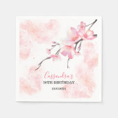 Pink Splash Cherry Blossom Bloemen Verjaardag Servet (Voorkant)