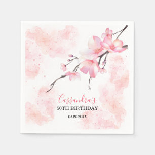 Pink Splash Cherry Blossom Bloemen Verjaardag Servet