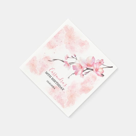 Pink Splash Cherry Blossom Bloemen Verjaardag Servet (Hoek)
