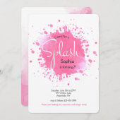 Pink Splash-uitnodiging Kaart (Voorkant / Achterkant)