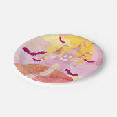 Pink Spooky Castle op Hill Halloween Party Papieren Bordje (Gekanteld)