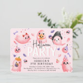 Pink Spooky Ghost Girl Halloween Birthday Kaart (Staand voorkant)