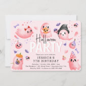 Pink Spooky Ghost Girl Halloween Birthday Kaart (Voorkant)