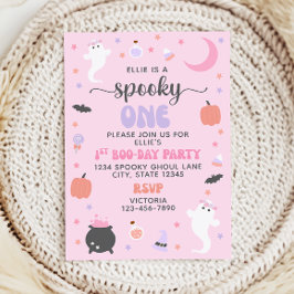 Pink Spooky One 1st Birthday Invitation Kaart