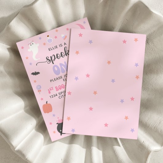 Pink Spooky One 1st Birthday Invitation Kaart