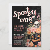 Pink Spooky One 1st Birthday Party Kaart (Voorkant)