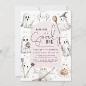 Pink Spooky One 1st Birthday Party Uitnodiging (Voorkant)