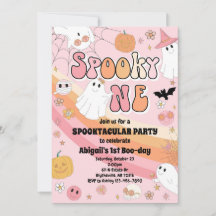 Pink Spooky One Halloween Party Uitnodiging