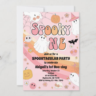 Pink Spooky One Halloween Party Uitnodiging