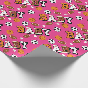 Pink Sports Baby shower Cadeaupapier