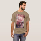 Pink Sports Car Cherry Blossoms retro T-shirt (Voorkant volledig)