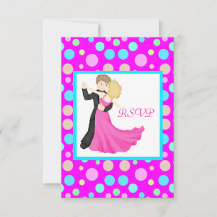 PINK SPOT DANCING COUPLE SWEET 16 RSVP KAARTJE