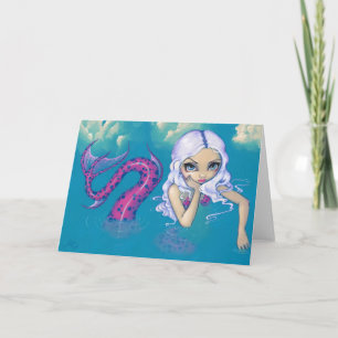 "Pink Spotted Mermaid" Wenskaart Kaart