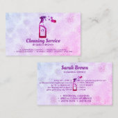 Pink Spray Bottle Bubbles Personalized Initials Visitekaartje (Voorkant / Achterkant)