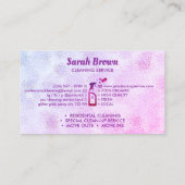 Pink Spray Bottle Bubbles Personalized Initials Visitekaartje (Achterkant)