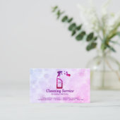 Pink Spray Bottle Bubbles Personalized Initials Visitekaartje (Staand voorkant)