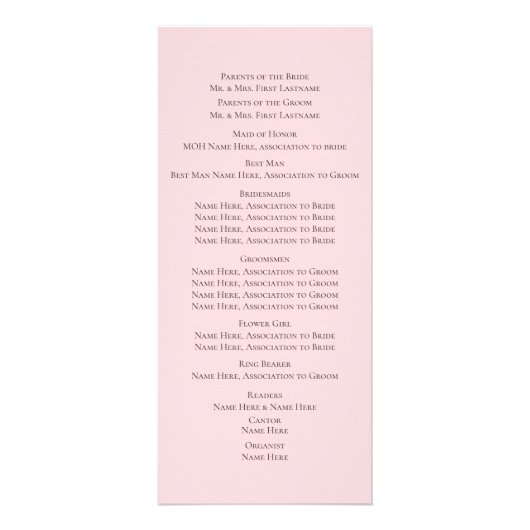 Pink Spring Blossom Wedding Programme Reclamekaart (Achterkant)