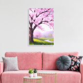 Pink Spring Dream: Cherry Blossom River Print (Insitu (Woonkamer))