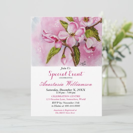 PINK SPRING FLING PARTY GEBEURT KAART (Staand voorkant)