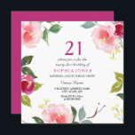 Pink Spring Floral 21st Birthday Party Invitation Kaart<br><div class="desc">Pink Spring Floral 21st Birthday Party Invitation Design met dank aan www.createthecut.com</div>