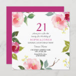 Pink Spring Floral 21st Birthday Party Invitation Kaart<br><div class="desc">Pink Spring Floral 21st Birthday Party Invitation Design met dank aan www.createthecut.com</div>