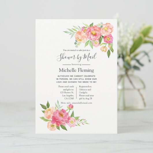 Pink Spring Floral Baby of Vrijgezellenfeest per p Kaart (Staand voorkant)