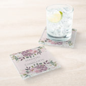 Pink Spring Floral Bouquet Wedding Glazen Onderzetter (Schuin)