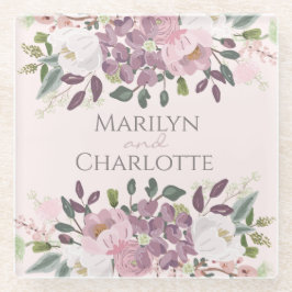 Pink Spring Floral Bouquet Wedding Glazen Onderzetter