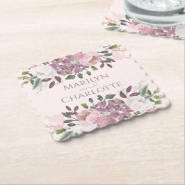 Pink Spring Floral Bouquet Wedding Kartonnen Onderzetters