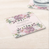 Pink Spring Floral Bouquet Wedding Kartonnen Onderzetters (Schuin)