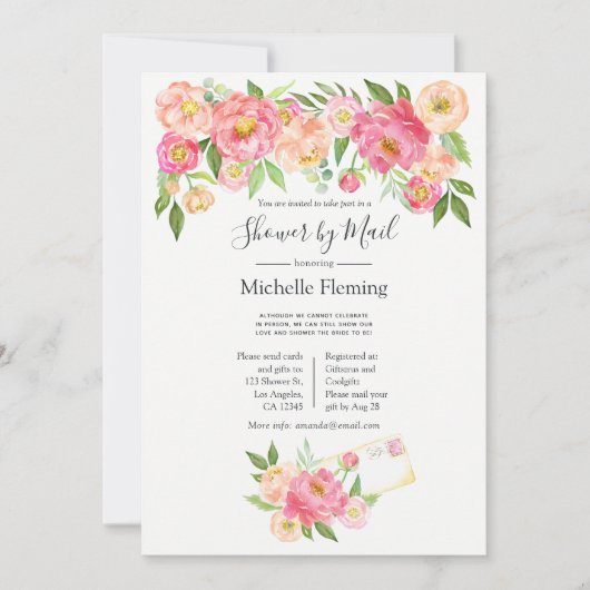 Pink Spring Floral Bridal of Baby shower per post Kaart (Voorkant)