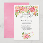Pink Spring Floral Bridal of Baby shower per post Kaart (Voorkant / Achterkant)