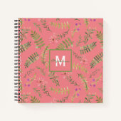 Pink Spring Floral Monogram Notitieboek (Voorkant)
