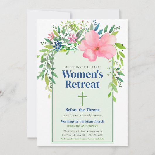 Pink Spring Floral Uitnodiging voor vrouwen tot re (Voorkant)