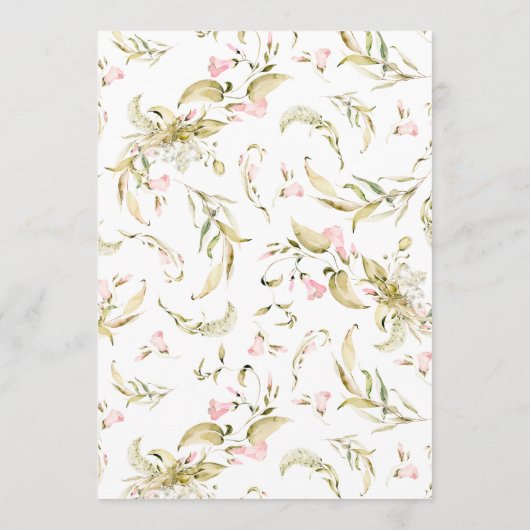 Pink Spring Floral Waterverf Baby shower Kaart (Achterkant)