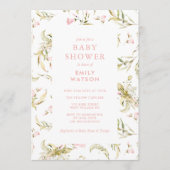 Pink Spring Floral Waterverf Baby shower Kaart (Voorkant)