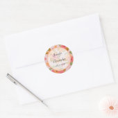 Pink Spring Floral Wedding Ronde Sticker (Envelop)