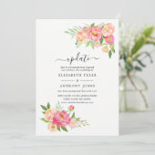 Pink Spring Floral Wedding Update Kaart (Staand voorkant)