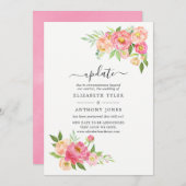 Pink Spring Floral Wedding Update Kaart (Voorkant / Achterkant)