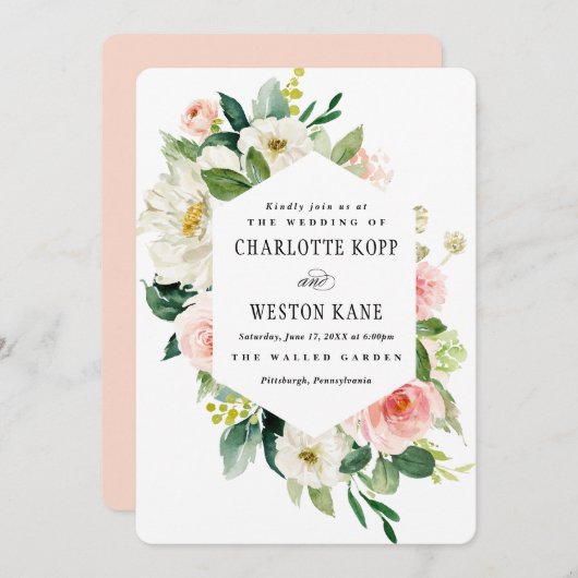 Pink Spring Florals Weddenschap Kaart (Voorkant / Achterkant)