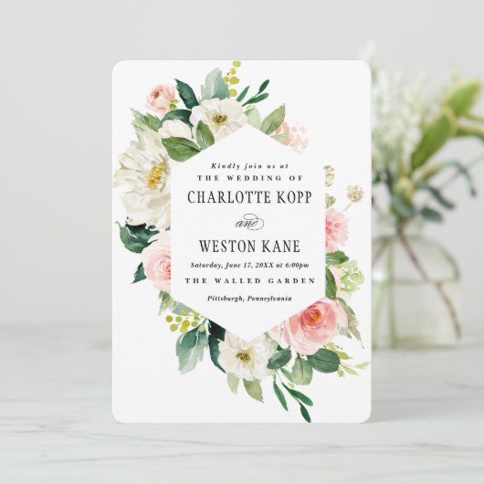 Pink Spring Florals Weddenschap Kaart (Staand voorkant)