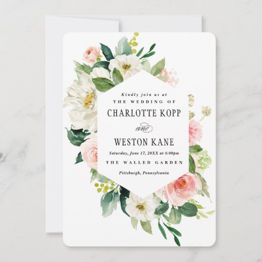 Pink Spring Florals Weddenschap Kaart (Voorkant)