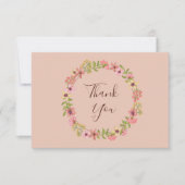 Pink Spring Flowers Baby shower Botanisch  Bedankkaart (Voorkant)