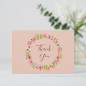 Pink Spring Flowers Baby shower Botanisch  Bedankkaart (Staand voorkant)