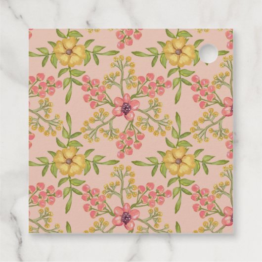 Pink Spring Flowers Bedankt Botanisch  Bedankjes Labels (Achterkant)