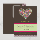 Pink Spring Flowers Heart Save The Date Briefkaart (Voorkant / Achterkant)