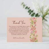 Pink Spring Flowers Vrijgezellenfeest Botanisch  Bedankkaart (Staand voorkant)